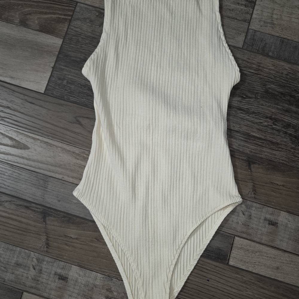 Kids Ribbed‎ One-Piece Swimsuit in Cream